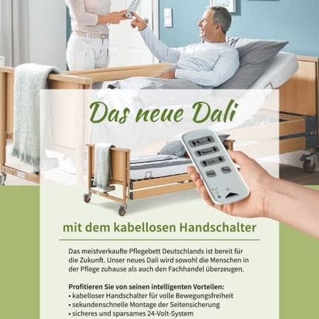 Pflegebett der Firma Dali, große Auswahl verschiedener Modelle und Zubehör